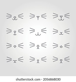 cat expression. cat face. Simple design. Black and white. Vector illustration.