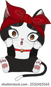 Cat expression Oh my god! chibi cat character vector