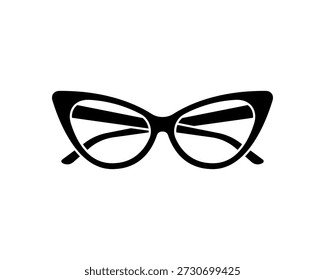 Cat eye glasses black icon isolated on white background.