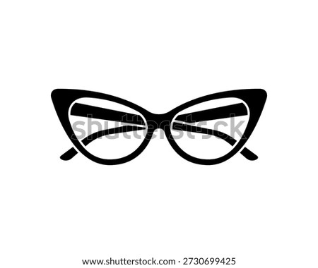 Cat eye glasses black icon isolated on white background.
