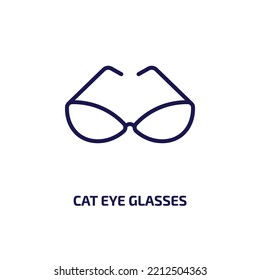 icono de gafas de ojos de gato de la colección de ropa. Gafas de ojo de gatos lineales delgadas, vista, icono de contorno de gafas de sol aislado en fondo blanco. Señal de gafas oculares de gatos vectoriales de línea, símbolo para web y móvil