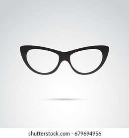 Cat Eye Glasses Icon Isolated On White Background. Vector Art.