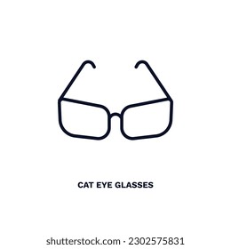 icono de gafas de ojos de gato. Icono de lentes de ojos de gafas de gafas delgadas de la ropa y colección de ropa. Vector de contorno aislado en fondo blanco. El símbolo de gafas oculares para gatos editables puede ser usado web y móvil