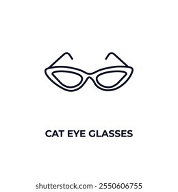 cat eye glasses outline icon. Linear vector from clothes concept. Thin line cat eye glasses icon isolated on white background