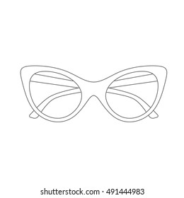 Cat Eye Glasses. Outline Sunglasses Vector Illustration