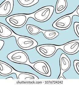 Cat eye glasses seamless pattern. Vector illustration. Woman trend shape sun glasses