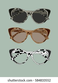 Cat eye retro glasses illustration. Eye wear vector.