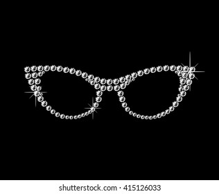 Cat eye retro glasses made of diamonds. Vector art.