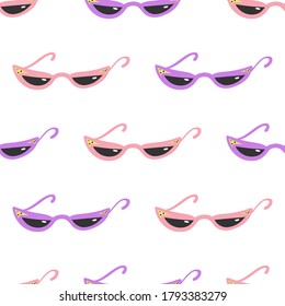 Cat eye shades. Modern cover design with seamless pattern on light background for textile design. Fabric geometric background print. Flat abstract design.