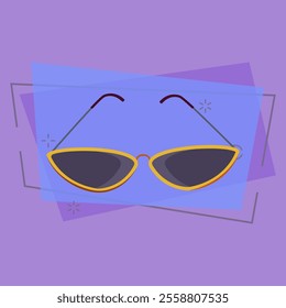 Cat eye sunglasses. Black shades in yellow frames for women and girls. Vector illustration can be used for topics like vacation, sun, accessory, fashion