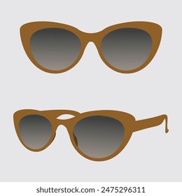 Cat eye sunglasses front and three quarter view