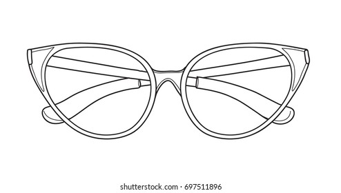  cat eye sunglasses hand drawn line art vector illustration