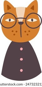 Cat With Eyeglasses Portrait Vector Illustration