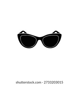 Cat eyeglasses silhouette icon vector flat design.