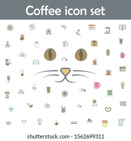 Cat with eyes of coffee colored icon. Coffee icons universal set for web and mobile