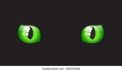 Cat eyes in dark night. Vector background.