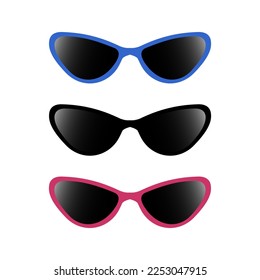 Juego de gafas de ojos de gato, icono de vector plano
