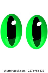 Cat Eyes  Green Illustration Art