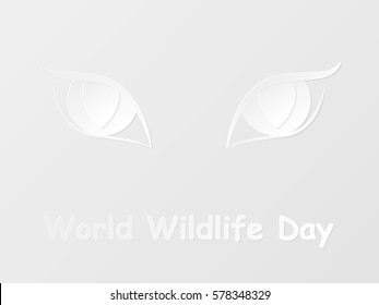 Cat eyes made of paper on a white background. Vector Illustration. World Wildlife Day