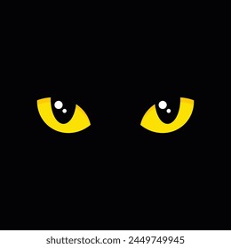 Cat Eyes on Black Background. Vector illustration