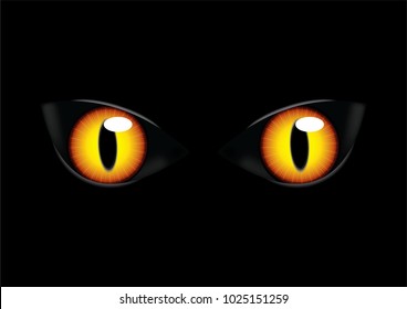 Cat eyes on black background,Vector, EPS10.