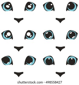 cat eyes, set, vector illustration