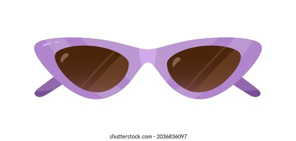 Cat eyes sunglasses in 50s retro style. Fashion summer sun glasses. Stylish vintage women accessory. Front view of trendy female eyewear. Colored flat vector illustration isolated on white background svg
