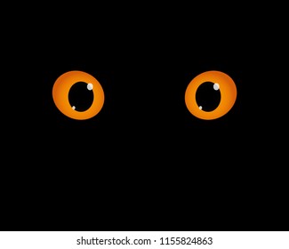 Cat eyes vector web icon isolated on black background, EPS 10, top view.