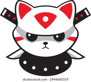 Cat face in anime style in vector