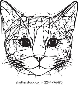 Cat face black and white vector 