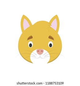 Cat face in cartoon style for children. Animal Faces Vector illustration Series
