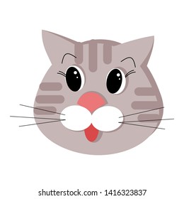 Cat face character. Cartoon illustration, flat style. 