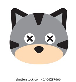 Cat face character. A cute kitten Vector illustration for greeting card, invitation. - Vector