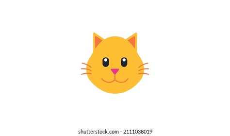 Cat face character. A cute white kitten Vector illustration 