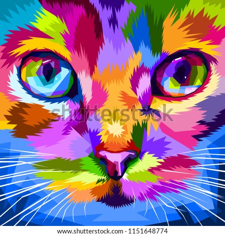 cat face close to colorful eyes