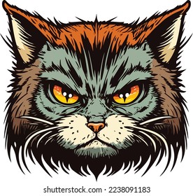 Ilustración de cierre de cara de gato Logo 18, retrato