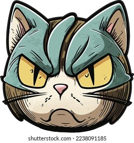 Cat Face Close Up illustration Logo 02, Portrait