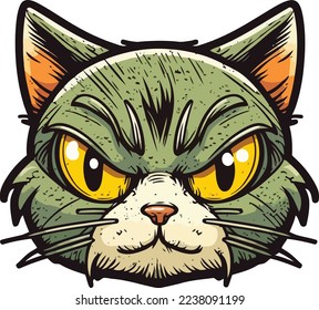 Cat Face Close Up illustration Logo 01, Portrait