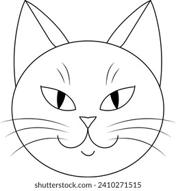 Cat face coloring page. coloring book for children. Vector illustration.