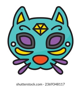 Cat face with concept day of death. Vector design