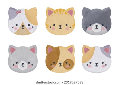 Cat face cute cartoon design. vector illustration.