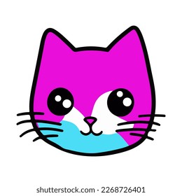 Cat face. Cute kitten face line icon. Vector illustration isolated on white background.