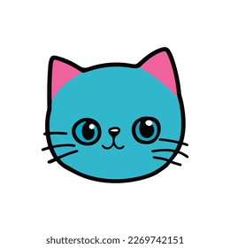 Cara de gato. Icono de la línea de la cara del gatito. Ilustración vectorial aislada en fondo blanco.