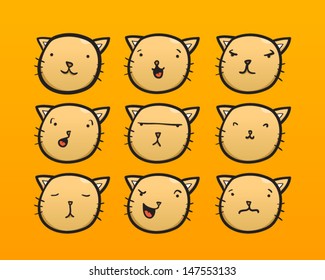 Cat face with different expressions