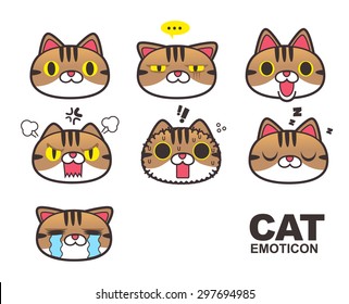 Cat face emoticon isolated background