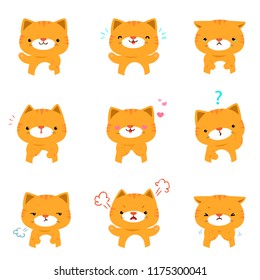 Cat face expression, set of cat cartoon vector illustration, 

facial expressions.