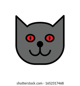 Cat face with filled outline vector icon 