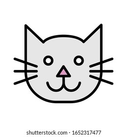 Cat face with filled outline vector icon 