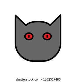 Cat face with filled outline vector icon 