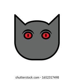 Cat face with filled outline vector icon 